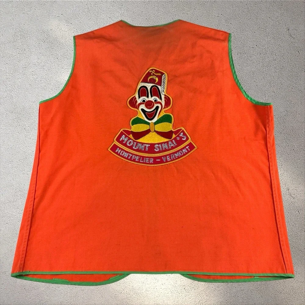 Lot Of 2 Vintage Shriner Clown Vests 70s 80s Montpelier Vermont W/ Pins Mason